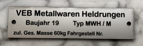Mwh uni typenschild für - typenschild,