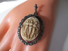Anhänger 835 Silber Kamee/Gemme Markasiten Die drei Grazien