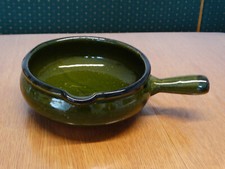 Keramik Pfanne Grün D=18,5cm Ausgießer Stiel für Gasherd, Feuer, Backofen  -D