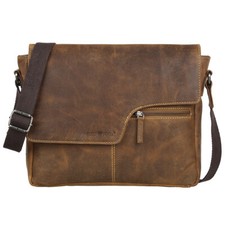 Greenburry Vintage Leder Messenger Schultertasche Umhängetasche FlapBag 1650/A