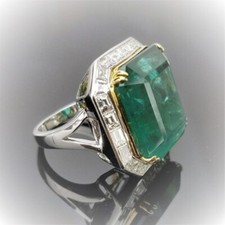 Eleganter grüner Damen Ring mit Cubic Zirkonia Steinen Größe 54