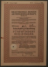 Braunkohle-Benzin Aktiengesellschaft 4.5  % Anleihe 1938 Serie B 500 RM