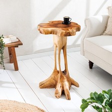 Massivholz Beistelltisch ROOT - 70cm - natur - Teak - Wurzelholz - Stelzendesign