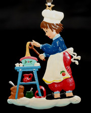 alter Christbaumschmuck Weihnachtsbäckerei  Zinn fein bemalt Wilhelm Schweizer