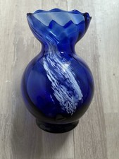 Vase Kobaltblau mit weißen