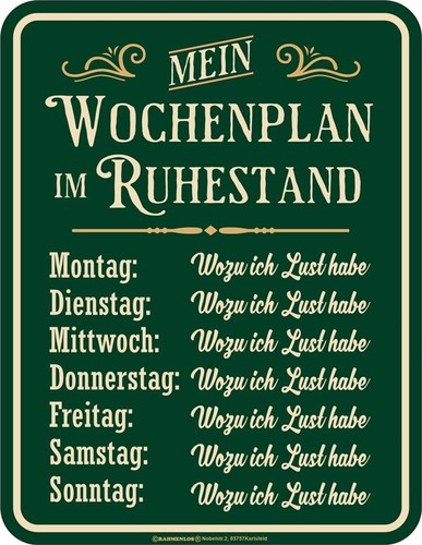 Blechschild wochenplan - blechschild,