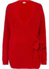 trendige Wickel-Strickjacke Gr. 44/46 Tomatenrot Damen Jacke Neu