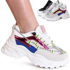 Damenschuhe Plateau Sneaker Turnschuhe Keilabsatz Chunky Halbschuhe Trendy
