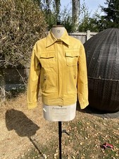 STEFANEL LEDERJACKE GELB BOMBER STYLE GR. S 