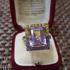 Statement Ring Sterlingsilber Ametrin, Amethyst & Citrin UK Größe R1/2 / EU 59