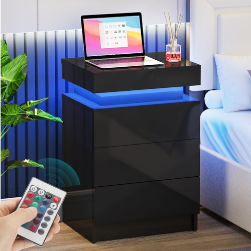 Nachttisch rgb led hochglanz - nachttisch,