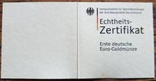 Original Zertifikat für 100 Euro Goldmünze Bundesrepublik Deutschland - Auswahl
