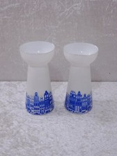 SVG7Eh - 2 x DDR Design Glas Vase - Vintage um 1970 - 14,7 cm - Blau Weiß