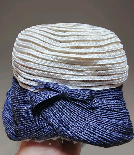 Damenhut blau weiß - damenhut, vintage