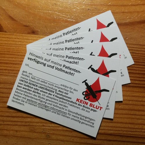 Blutkarten hinweis - blutkarten, (5er-set):