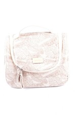 MANOU Kosmetiktasche Damen Tasche wollweiß-braun-goldfarben Casual-Look