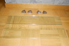 2 Glasablagen inkl.4 Edelstahlhalterungen--ca.60x12x0,6cm--ESG-Sicherheitsglas