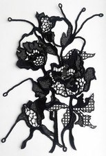 Spitze Blumen schwarz Handarbeit bestickt Patch