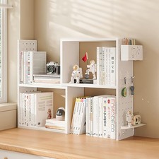 Bücherregal Verstellbar Standregal Erweiterbar Schreibtisch mit Stecktafel Weiß