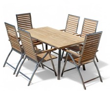 Gartengarnitur Edelstahl Teak