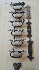 Schmiedeeisen Schubladen Griff 6 Stck. inkl. Schlüsselschild und Knopf antik alt