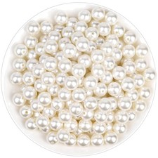 Elfenbeinfarbene Bastelperlen aus Acryl, rund, 12 mm, 200 Stück