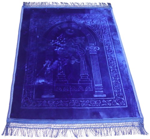 Blauer gebetsteppich mit - blauer,