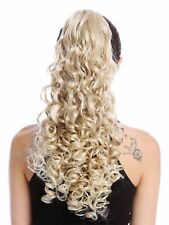 Haarteil Zopf Pferdeschwanz lang voluminös stark gelockt Blond Gesträhnt 50 cm