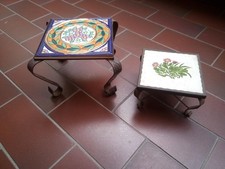 2x Blumenhocker Blumenständer Schmiedeeisen  Blumen beige bunt