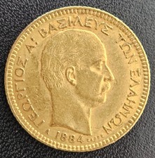 20 Drachmai 1884 Griechenland George I Greece Gold Or Oro