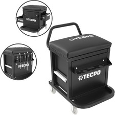 TECPO WERKSTATT-ROLLSITZ WERKSTATTHOCKER 150kg ROLLHOCKER ARBEITSHOCKER + ABLAGE