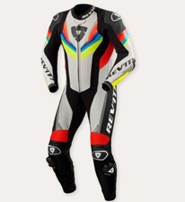 REV'IT QUANTUM 3 MOTORRAD RACING GANZANZUG LEDER LIGHT GREY YELLOW RED BLAU GR 52