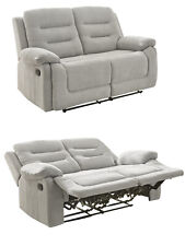 2-Sitzer-Relaxsofa Federkern mit Liegefunktion Zweier-Couch Stoff Chenille Grau