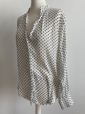 H&M BLUSE HEMD GR.40 WEISS MIT SCHWARZEN PUNKTEN 