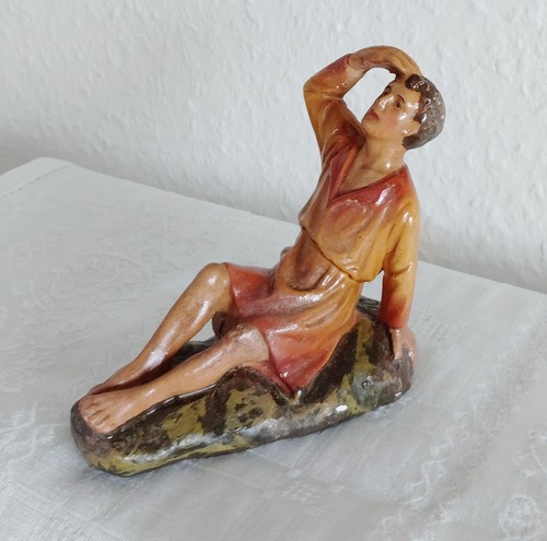 Alte krippenfigur gips hirte - krippenfigur,