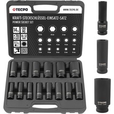 TECPO SCHLAGSCHRAUBER NÜSSE SW 10-32 mm KRAFT STECKSCHLÜSSEL NUSS-SET 1/2 ZOLL