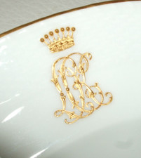 KPM Berlin Porzellan - Teller mit Gold Krone / Monogramm  24,5 cm - 1. Wahl