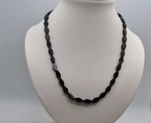 Schwarz onyx raute halskette - schwarz,