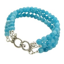 BAILYSBEADS edles Larimar-Armband Armkettchen Bracelet Dreireihig T2r5