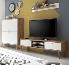 Wohnwand in weiß und Eiche