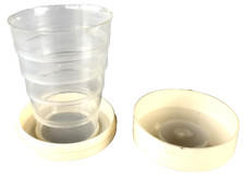 Rarität Museal Trinkbecher Klipp Klapp Faltbecher ausziehbar Kunststoff #1041Wi