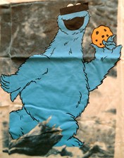 Herren T-Shirt Sesamstraße KRÜMELMONSTER Keksdieb Gr. S weiß NEU Sommer TV Kult