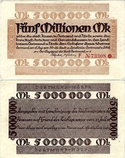 Banknote Gutschein Notgeld 5.000.000 Mark 1923 Dortmund (Nordrhein-Westfalen)