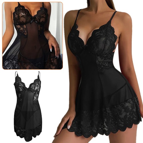 Damen negligé schwarz - negligé, spitze