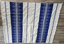 Decke im versch. Mustern & Fransen, Blau/weiß, 150cmx195cm, Guter Zustand UVP30€