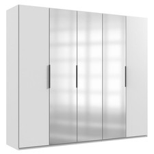 Falltürenschrank Everly Kleiderschrank 250x65x216cm weiß Spiegel 3-türig