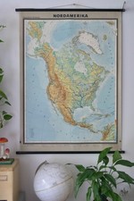 VINTAGE | SCHULWANDKARTE NORDAMERIKA NORTH AMERICA WANDKARTE | SCHOOL CHART MAP