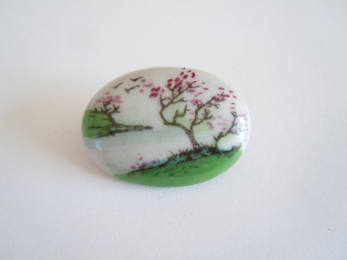 Porzellan brosche natur motiv - brosche,