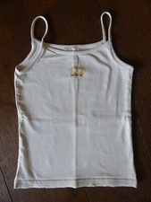 Top Spaghettiträger Gr. 152 weiß gold Krone Glitzer Applikation