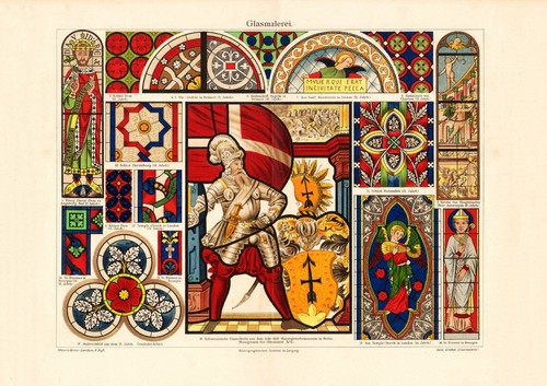 Glasmalerei historischer druck - glasmalerei,